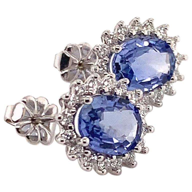 Sapphire Diamond Earrings 14 Karat 3.70 Carat Certified