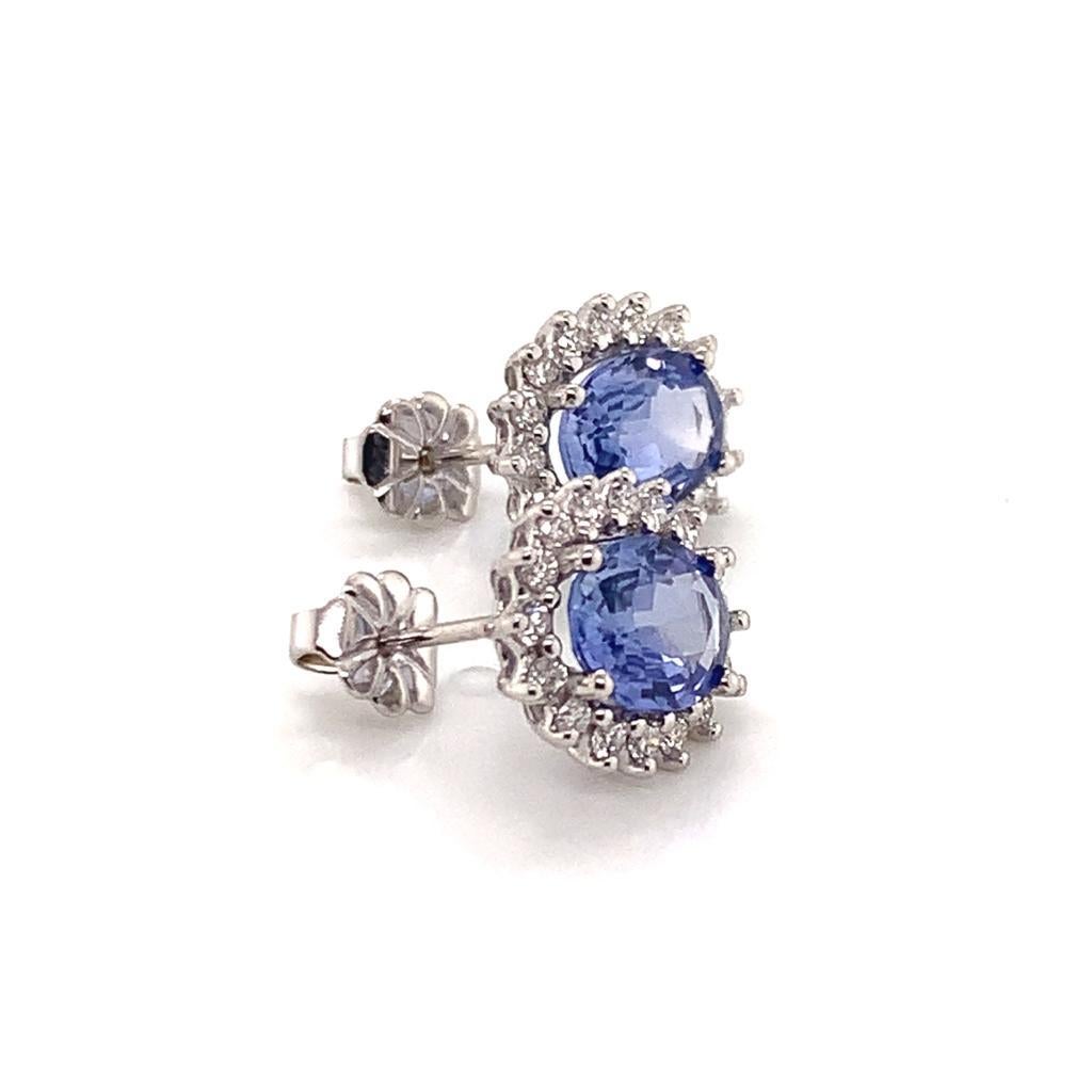 Sapphire Diamond Earrings 14 Karat 3.70 Carat Certified In New Condition In Brooklyn, NY