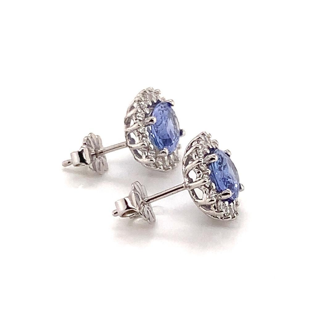 Sapphire Diamond Earrings 14 Karat 3.70 Carat Certified 2