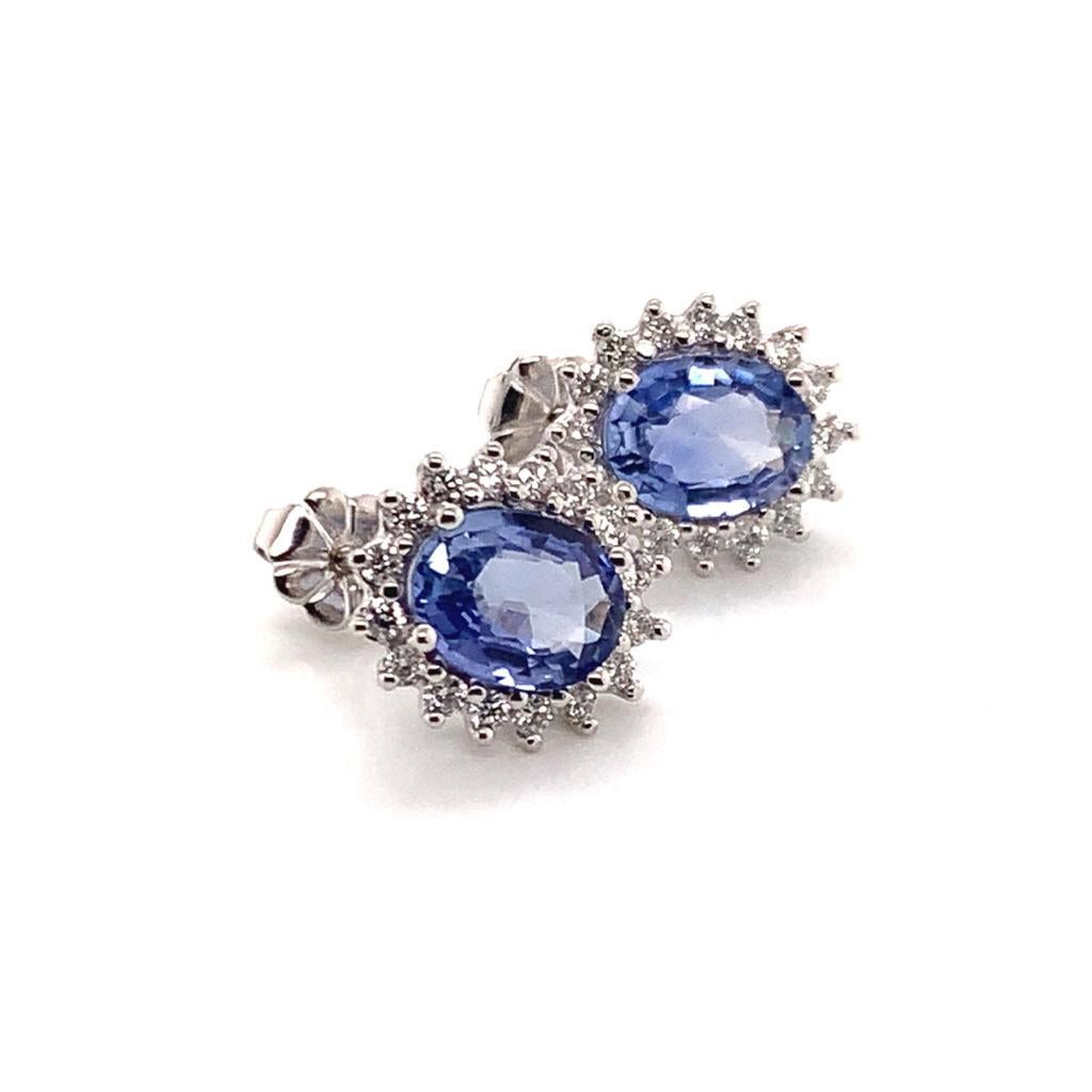 Sapphire Diamond Earrings 14 Karat 3.70 Carat Certified 3