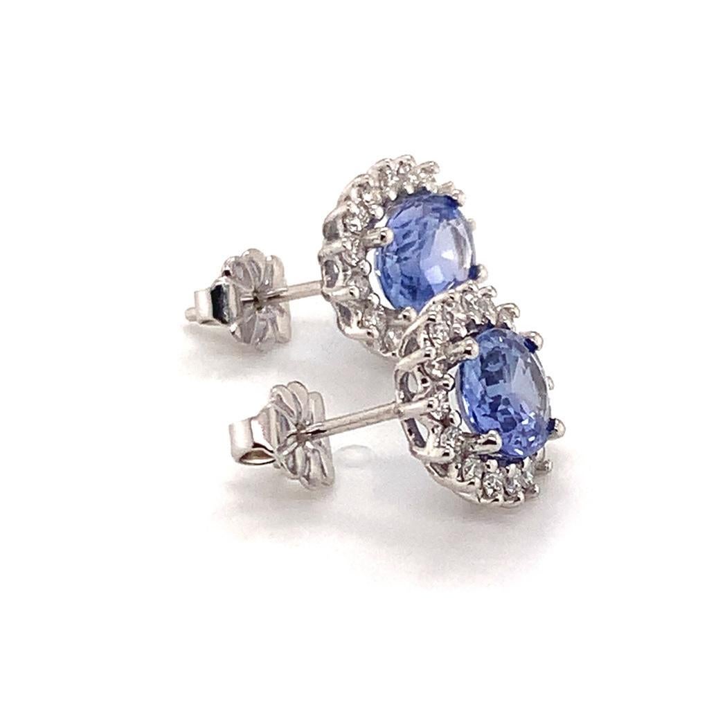 Sapphire Diamond Earrings 14 Karat 3.70 Carat Certified 4