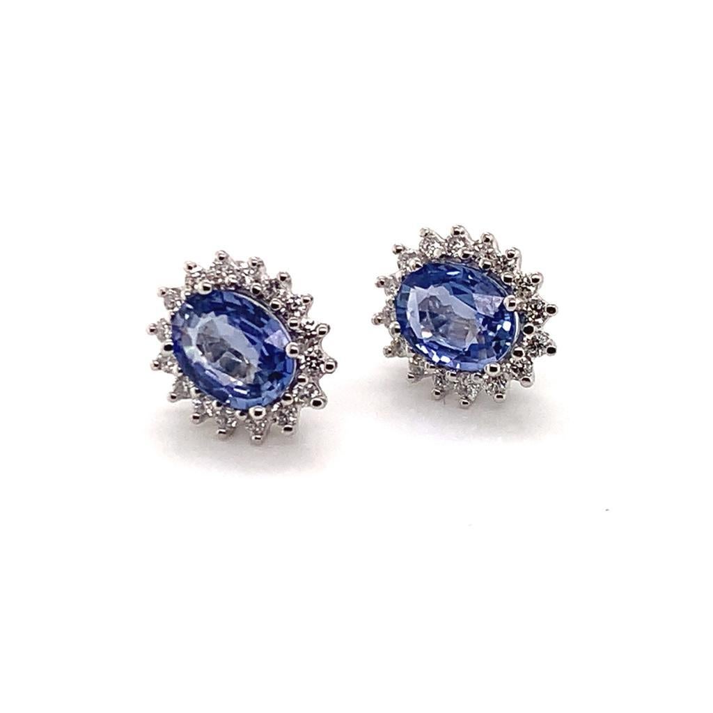 Sapphire Diamond Earrings 14 Karat 3.70 Carat Certified 5
