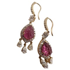 Orecchini con zaffiro e diamante Orecchini pendenti in oro 18KT