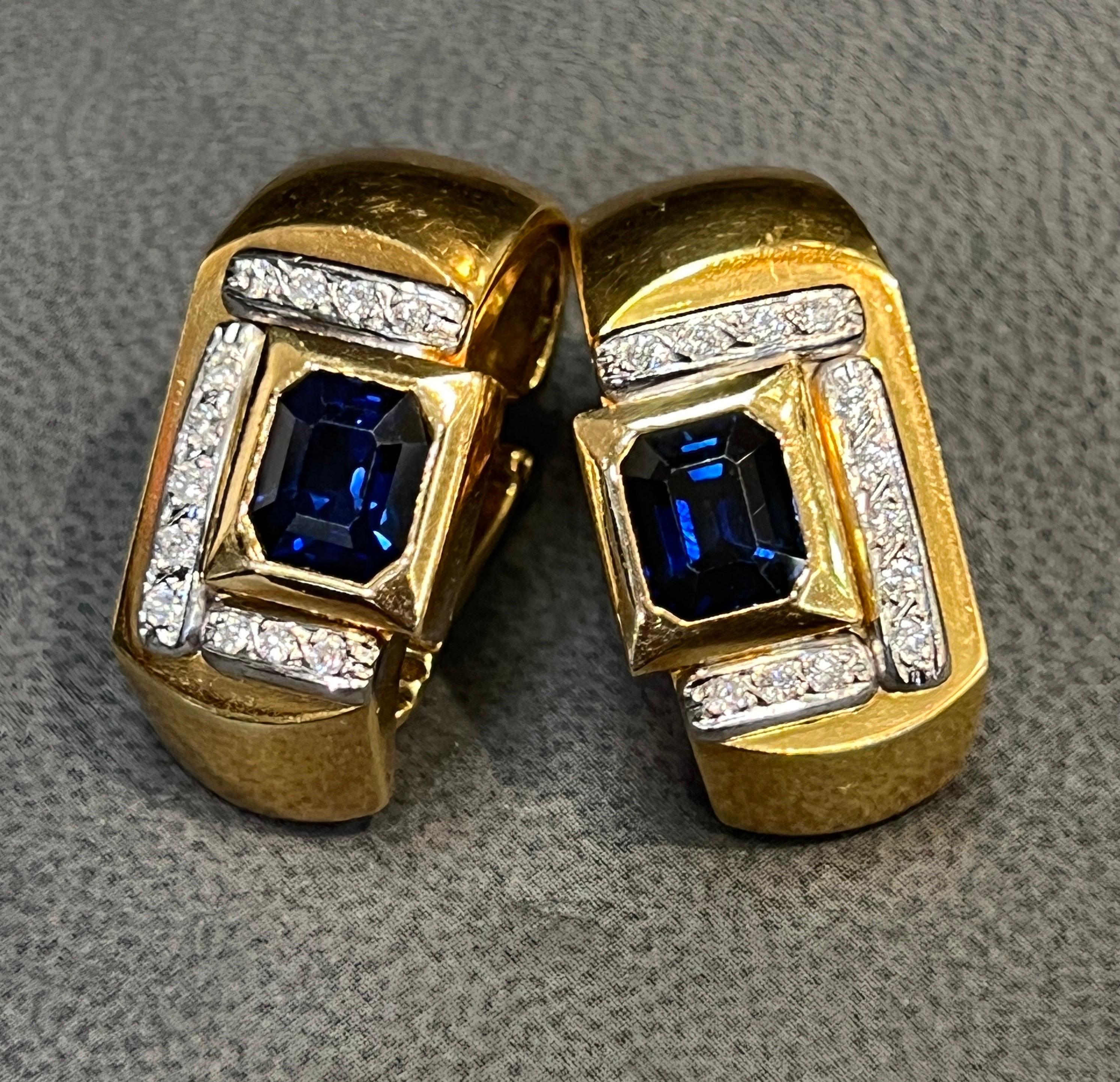 Sapphire & Diamond Earrings In Excellent Condition For Sale In New York, NY
