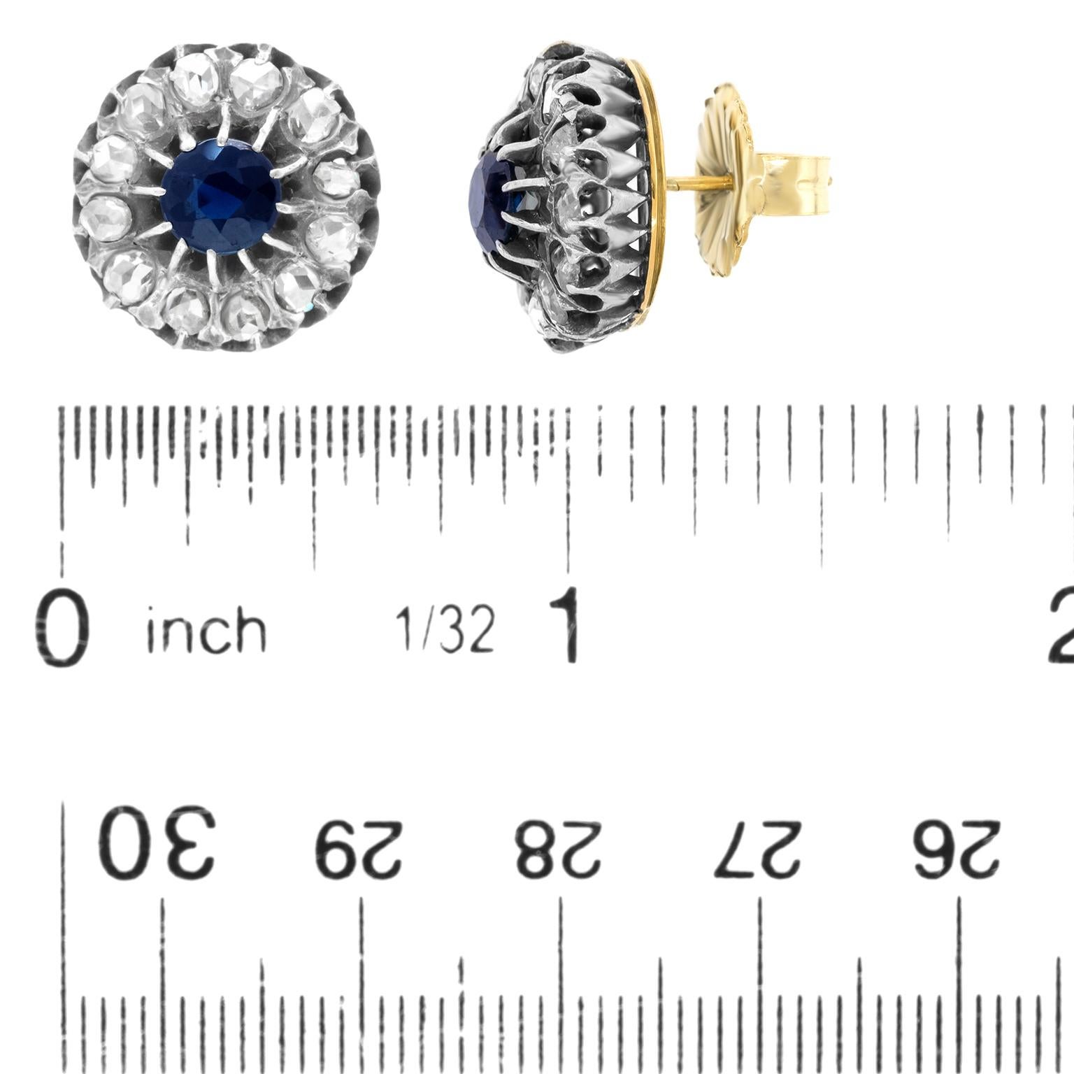 Sapphire & Diamond Earrings In Excellent Condition For Sale In Litchfield, CT