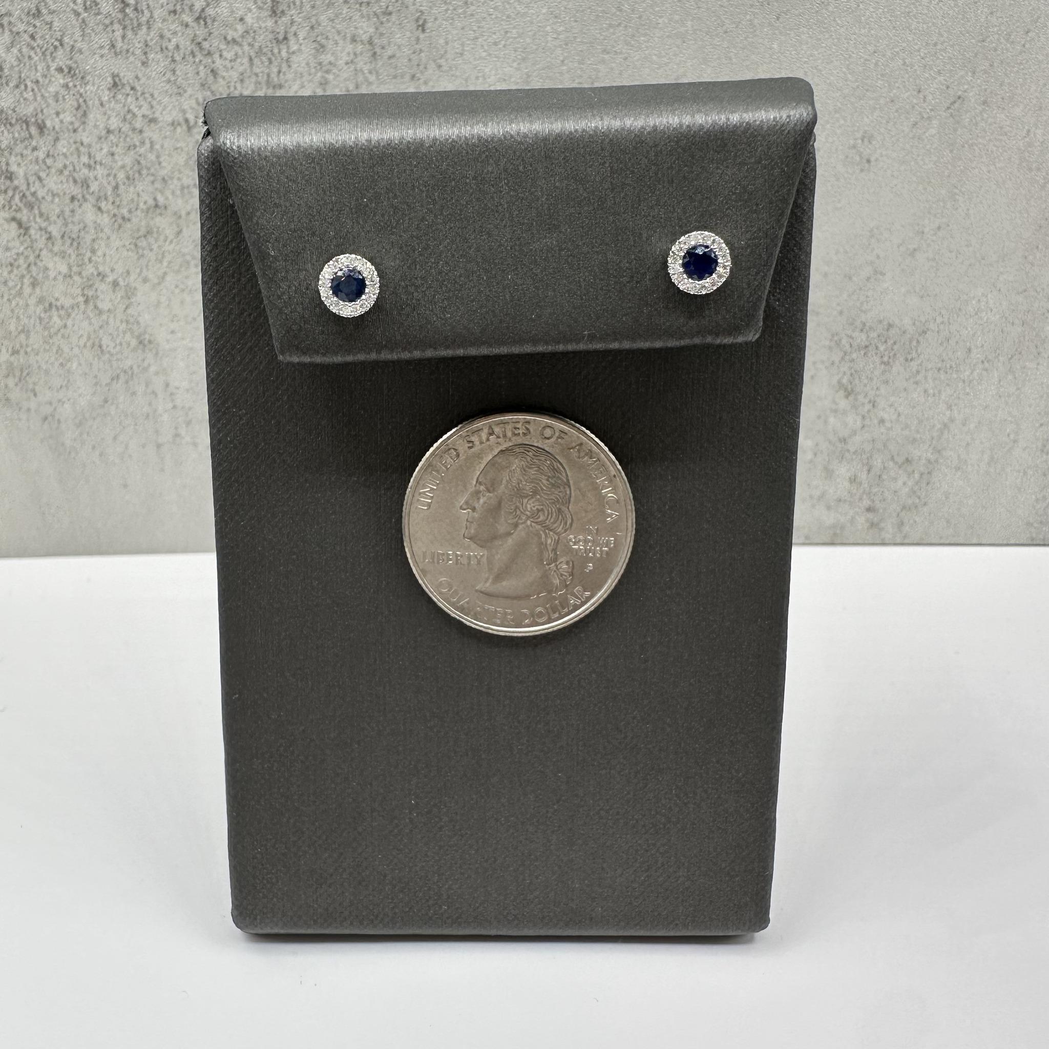 Saphir & Diamant Ohrringe in 14kt Weißgold - 3mm, 0.10ctw, Push Backs, Neu im Zustand „Neu“ im Angebot in West Hempstead, NY