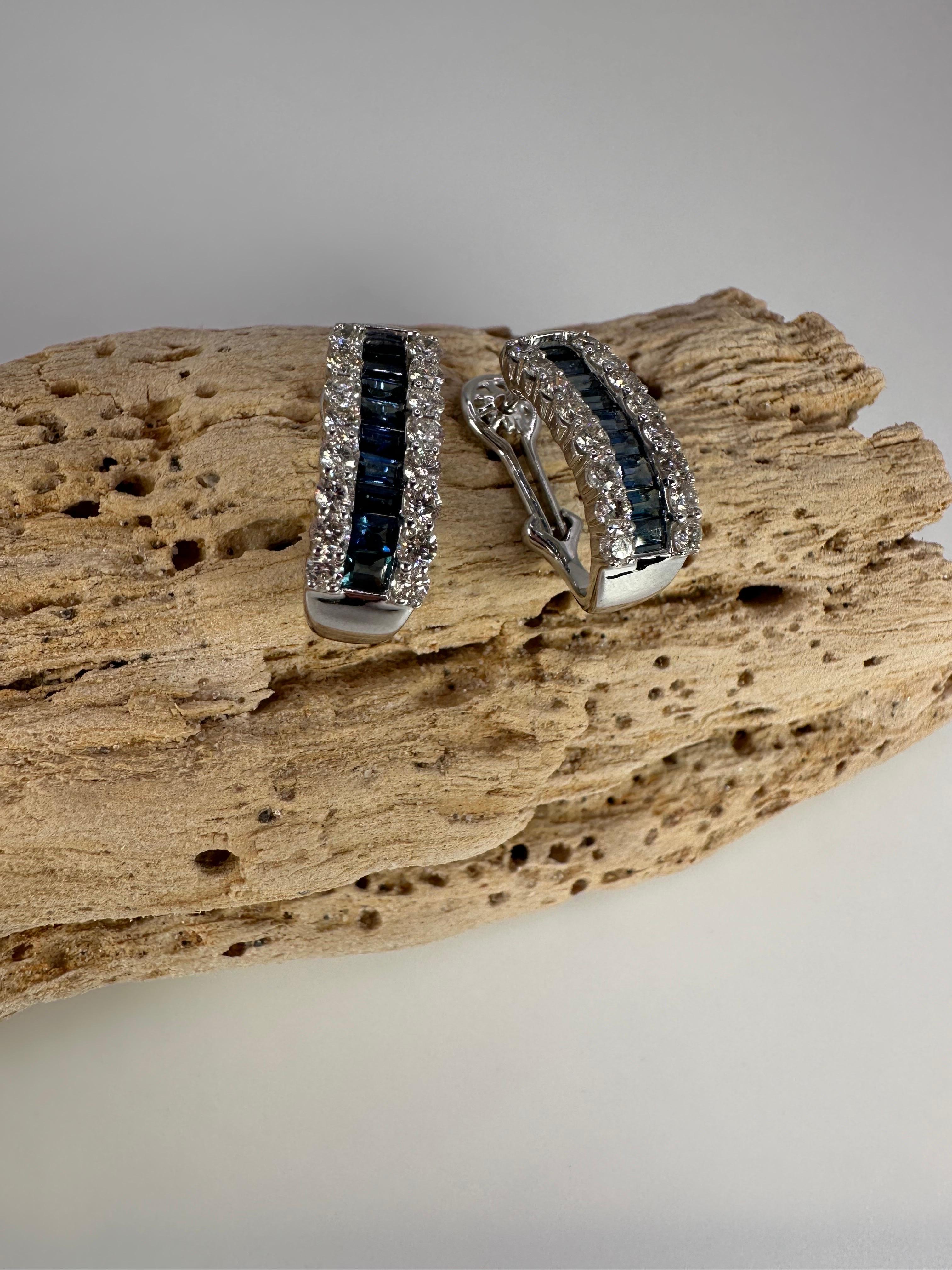Sapphire Diamond Earrings Large Calssic Earrings 14 Karat Gold In New Condition For Sale In Jupiter, FL