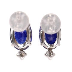 Sapphire & Diamond Earrings Set In Platinum