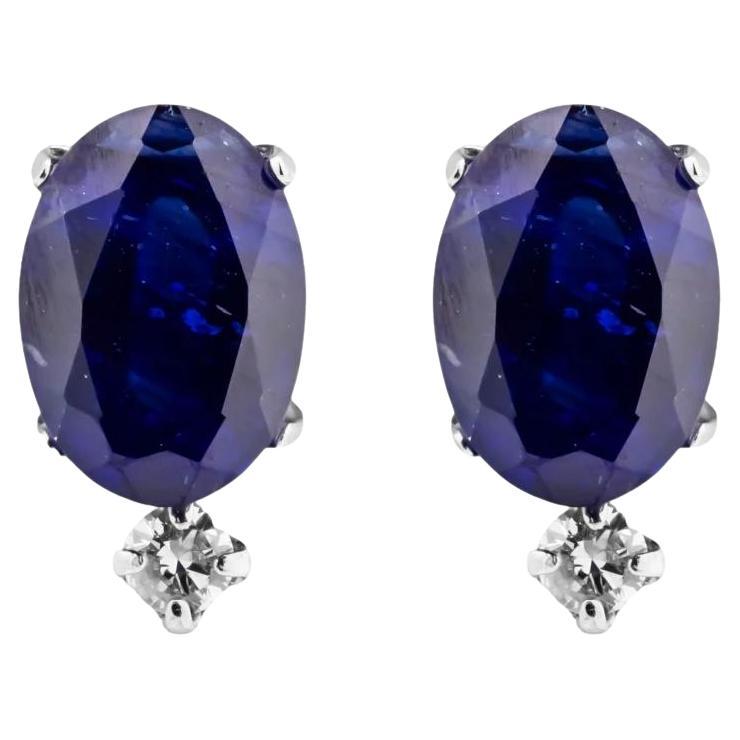 Sapphire 
Diamond Earrings Set In Platinum For Sale