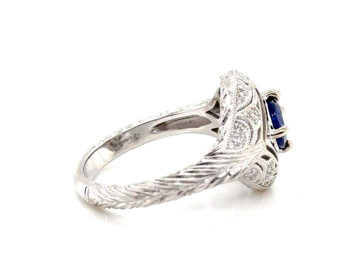 Round Cut Sapphire Diamond Engagement Ring 1.15ct Venetti 14K White Gold BRAND NEW