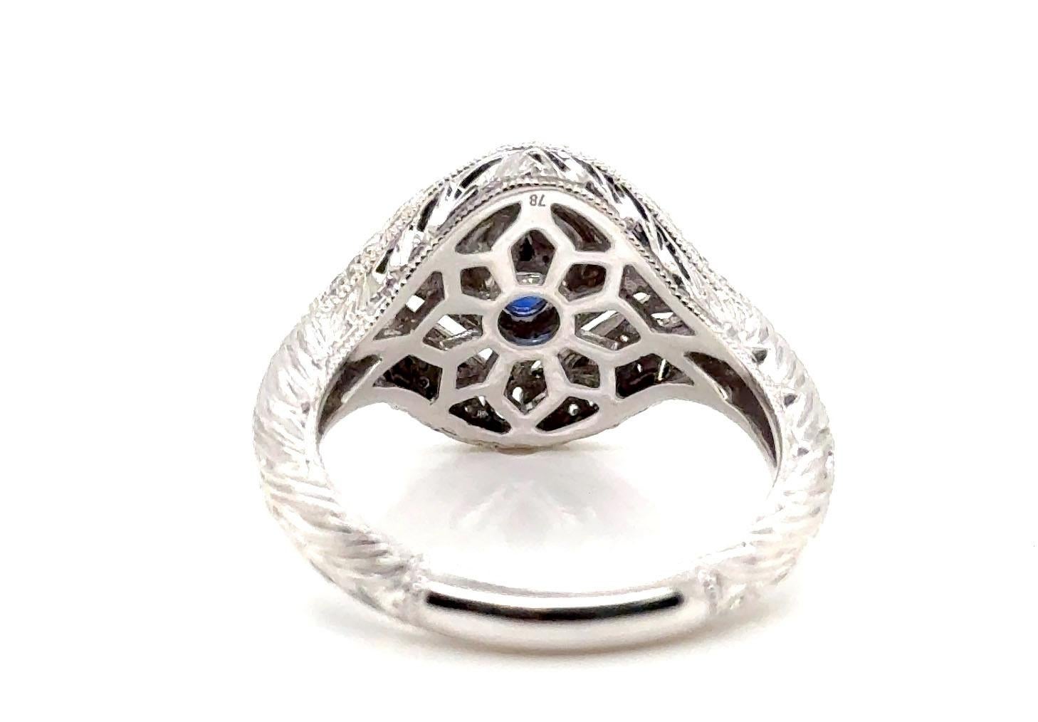 Women's Sapphire Diamond Engagement Ring 1.15ct Venetti 14K White Gold BRAND NEW