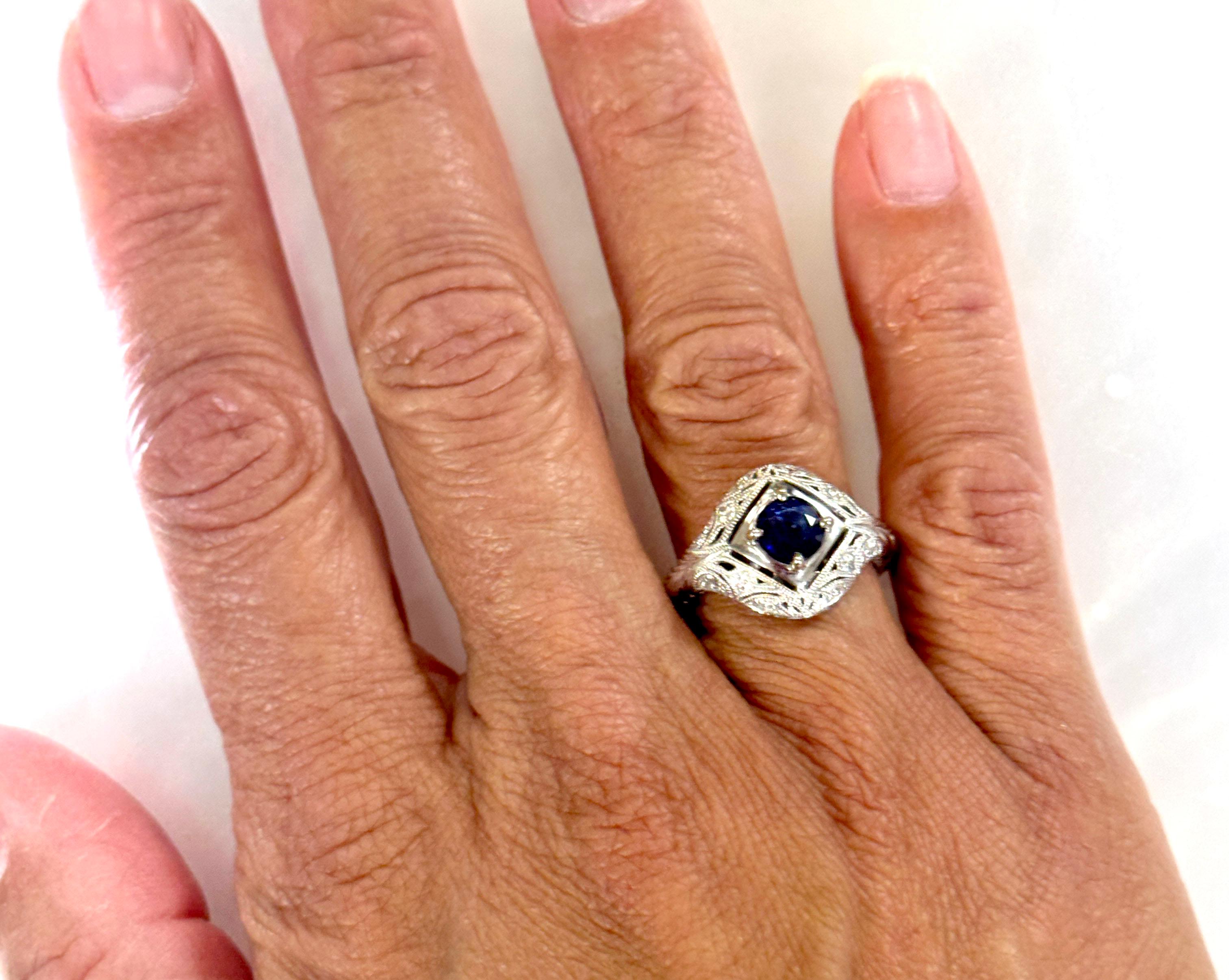 Sapphire Diamond Engagement Ring 1.15ct Venetti 14K White Gold BRAND NEW 1