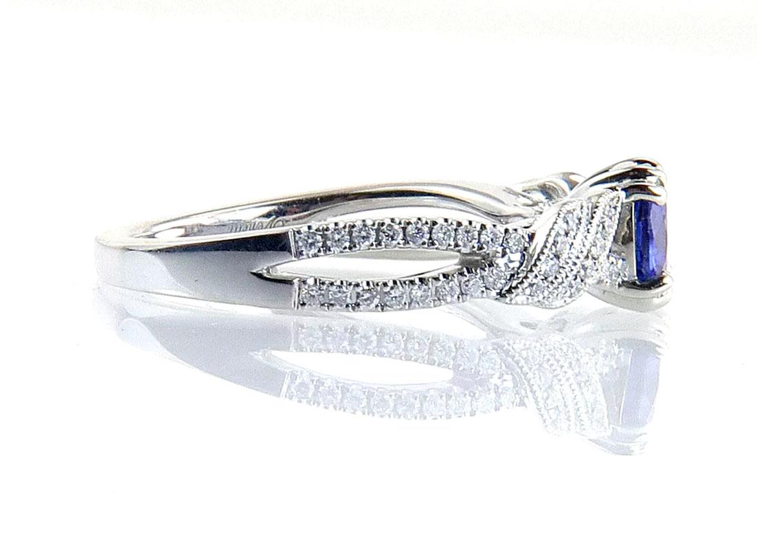 Round Cut Sapphire Diamond Engagement Ring 1.16ct Designer Venetti 14K BRAND NEW For Sale