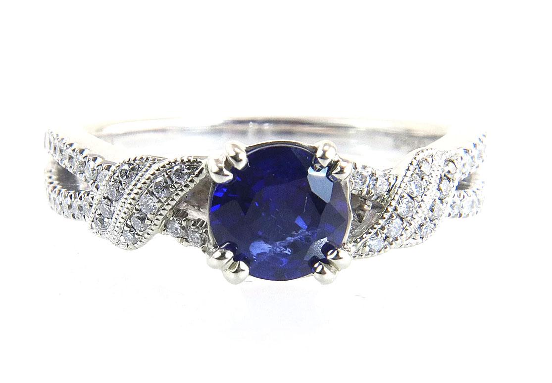 Sapphire Diamond Engagement Ring 1.16ct Designer Venetti 14K BRAND NEW