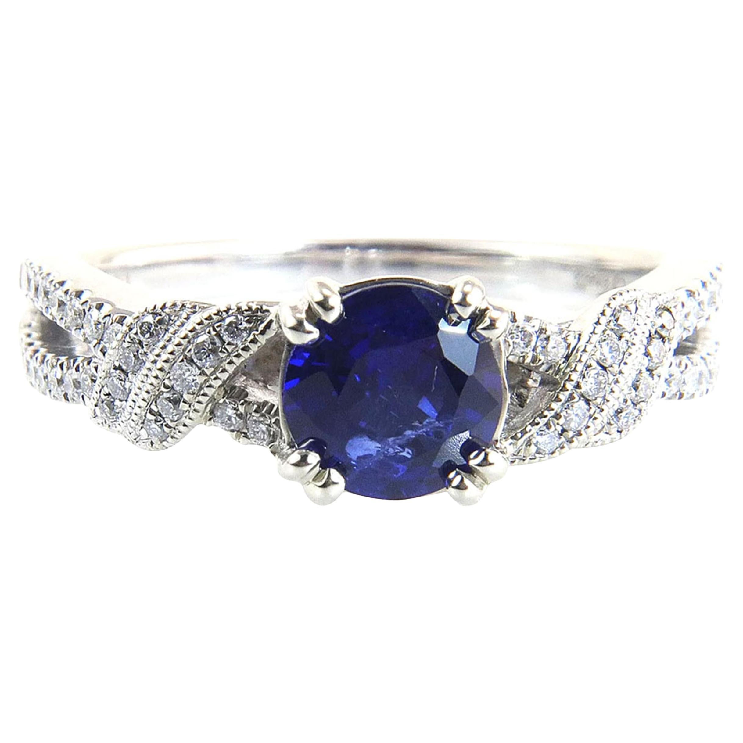 Bague de fiançailles de créateur Venetti en or 14 carats avec saphir et diamant 1,16 carat, état neuf en vente