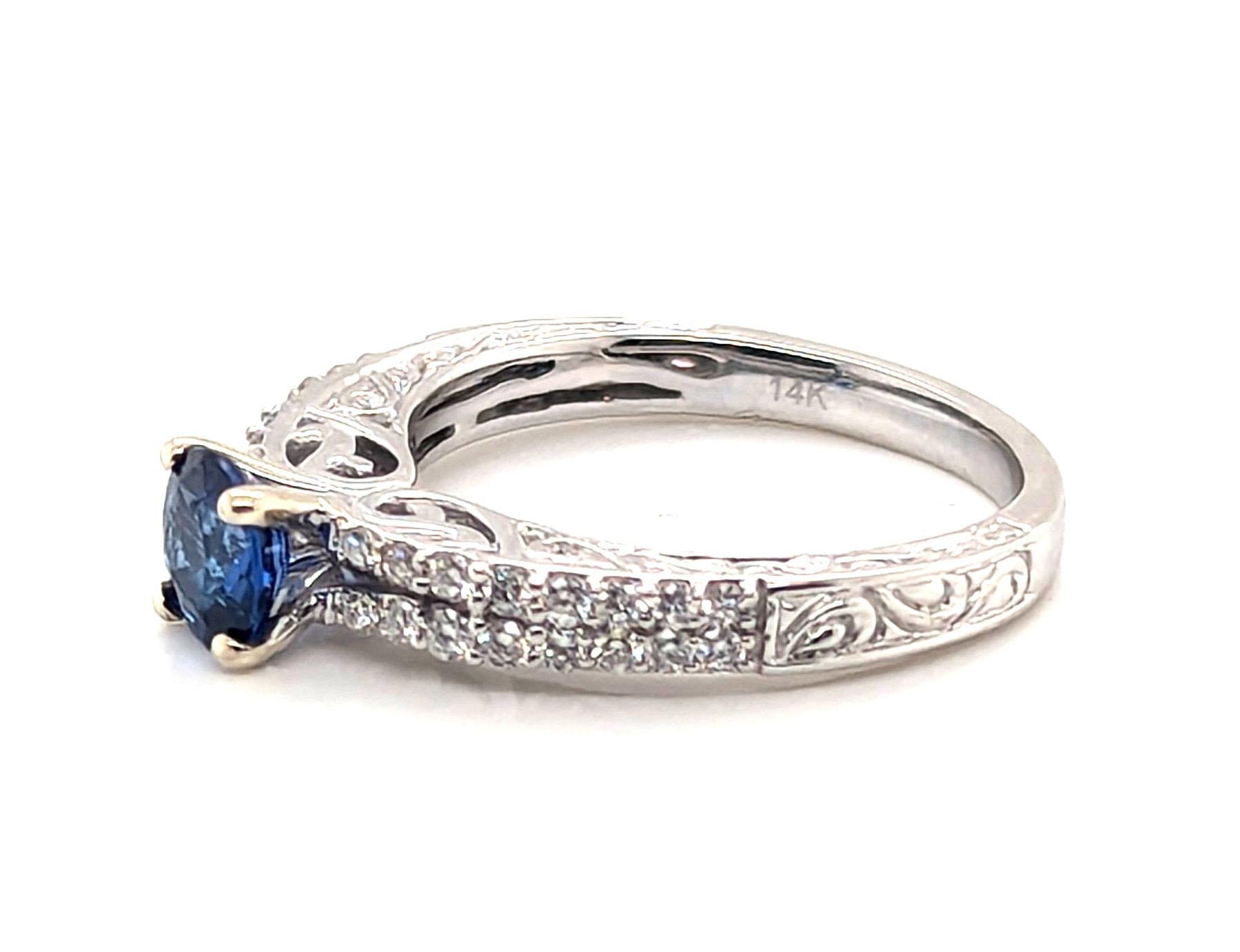 Anello di fidanzamento con zaffiro e diamante 1,23ct in oro bianco 14K &New In condizioni Nuovo in vendita a Dearborn, MI
