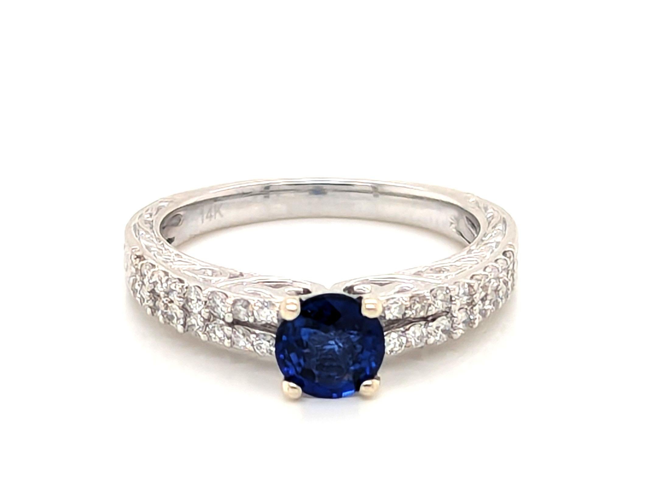 Verlobungsring mit Saphir und Diamant 1,23 Karat 14K Weißgold BRAND NEU