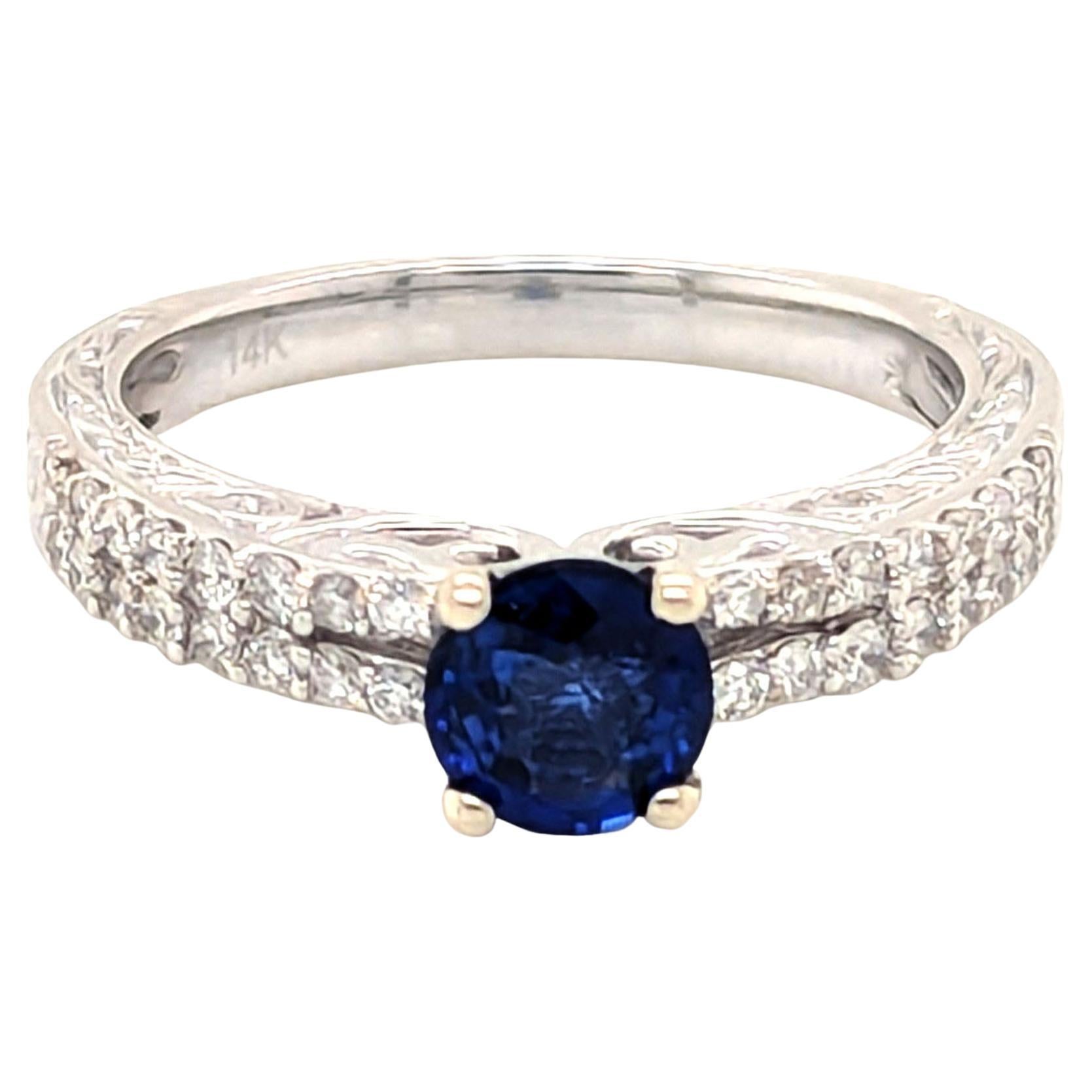Verlobungsring mit Saphir und Diamant 1,23 Karat 14K Weißgold BRAND NEU