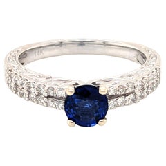 Verlobungsring mit Saphir und Diamant 1,23 Karat 14K Weißgold BRAND NEU