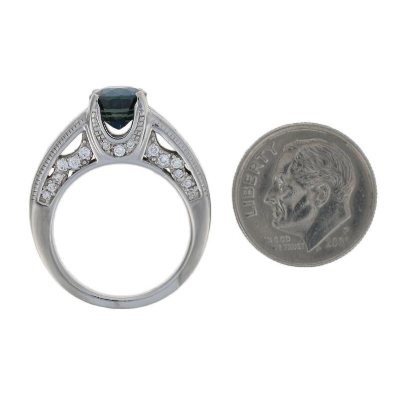 Women's Sapphire and Diamond Engagement Ring, 14 Karat White Gold Genuine 2.80 Carat