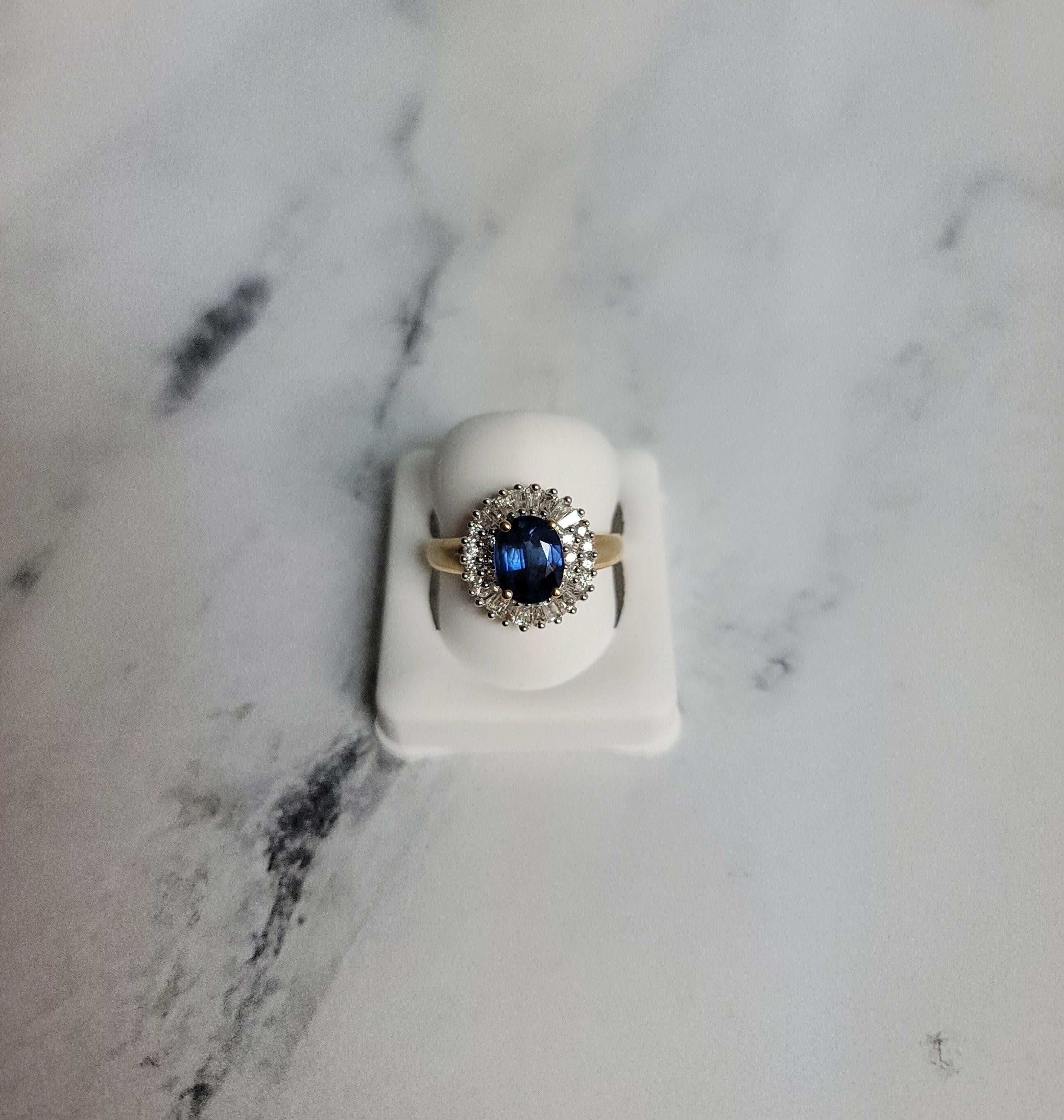 Bague de fiançailles saphir diamant 1.80cttw 14K or jaune Neuf - En vente à Sugar Land, TX