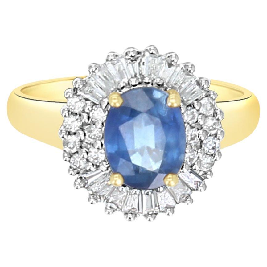 Anillo de Compromiso Zafiro Diamante 1,80cttw Oro Amarillo 14K