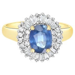Anello di fidanzamento con zaffiro e diamante 1,80cttw in oro giallo 14K
