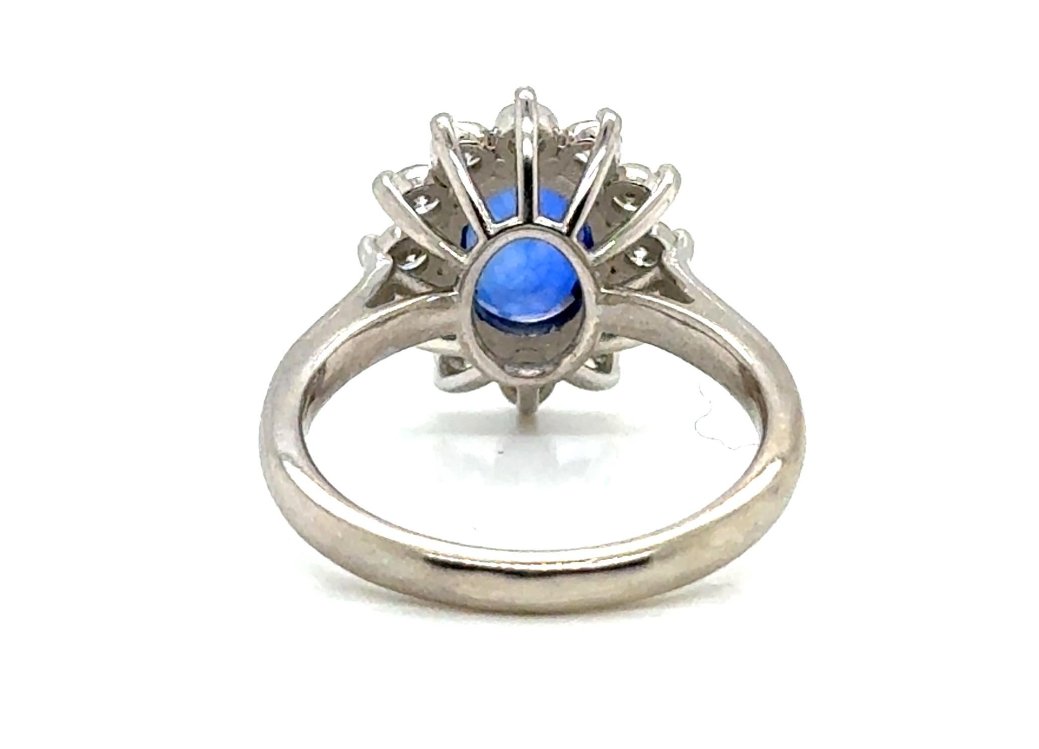 Verlobungsring mit Saphir und Diamant 2,56 Karat 14K Weißgold Prinzessin Di Prinzessin Kate im Zustand „Neu“ im Angebot in Dearborn, MI