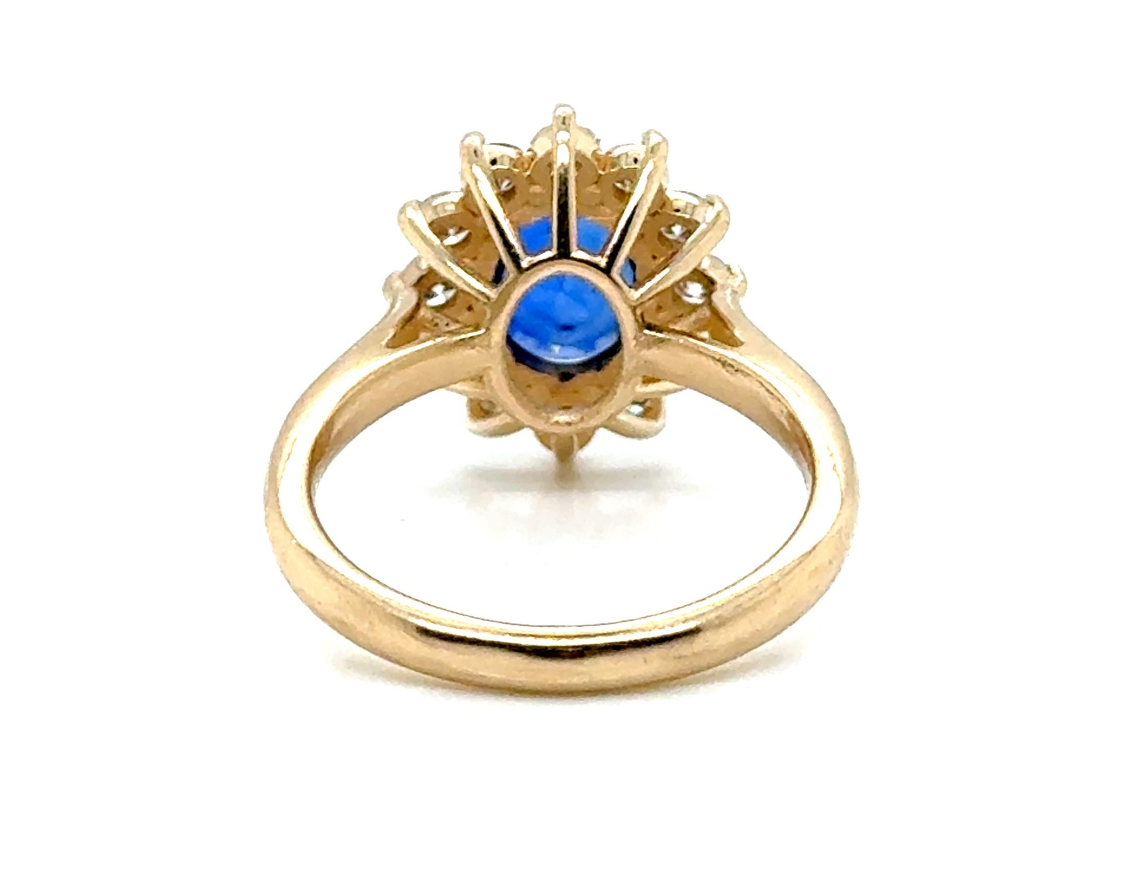 Sapphire Diamond Engagement Ring 2.59ct 14K Gold Princess Di Princess Kate In New Condition For Sale In Dearborn, MI