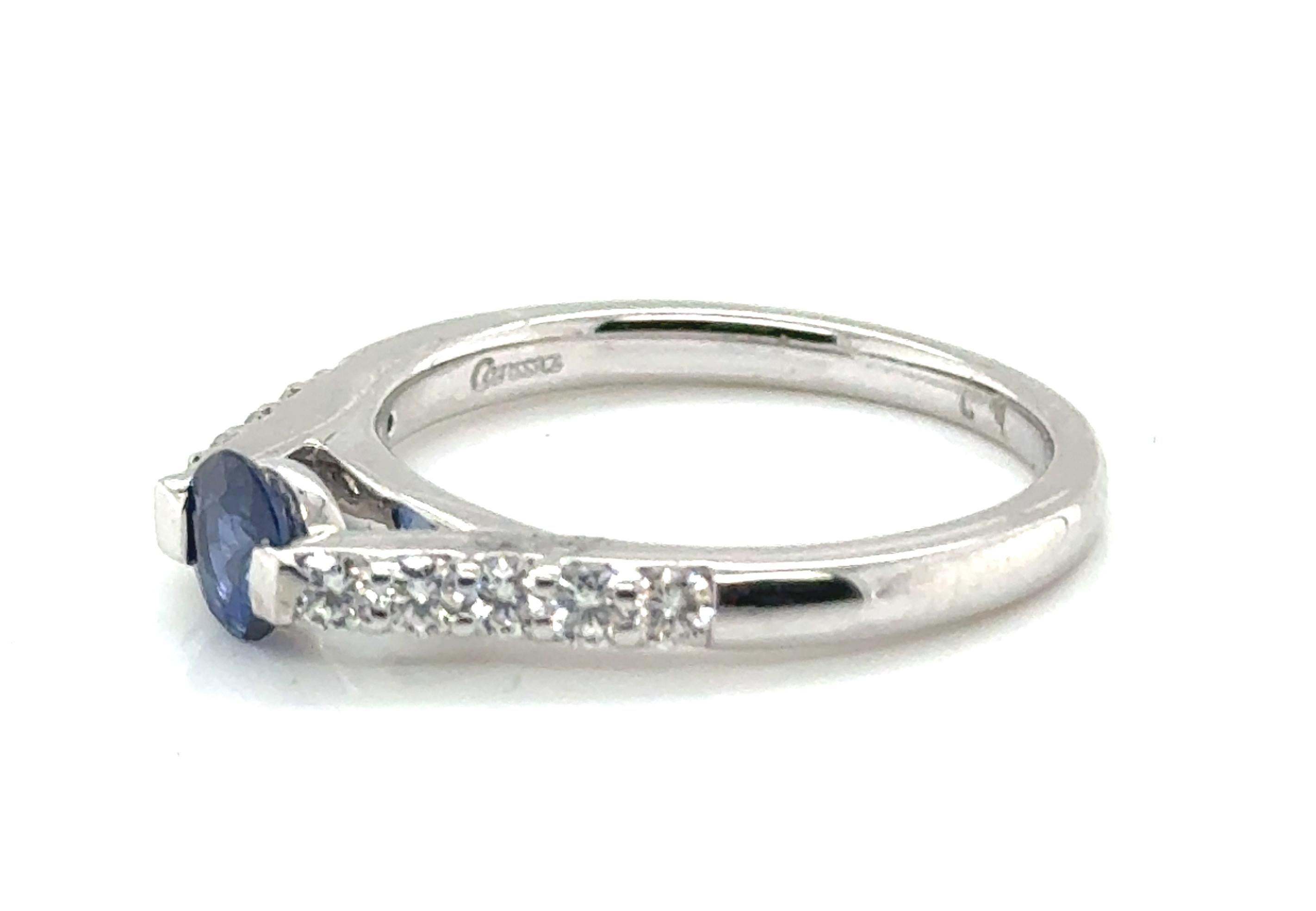 Zafiro Diamante Anillo de Compromiso .85ct 18K Oro Blanco Piedra de Nacimiento Marca Nueva Cuidados en Nuevo estado para la venta en Dearborn, MI
