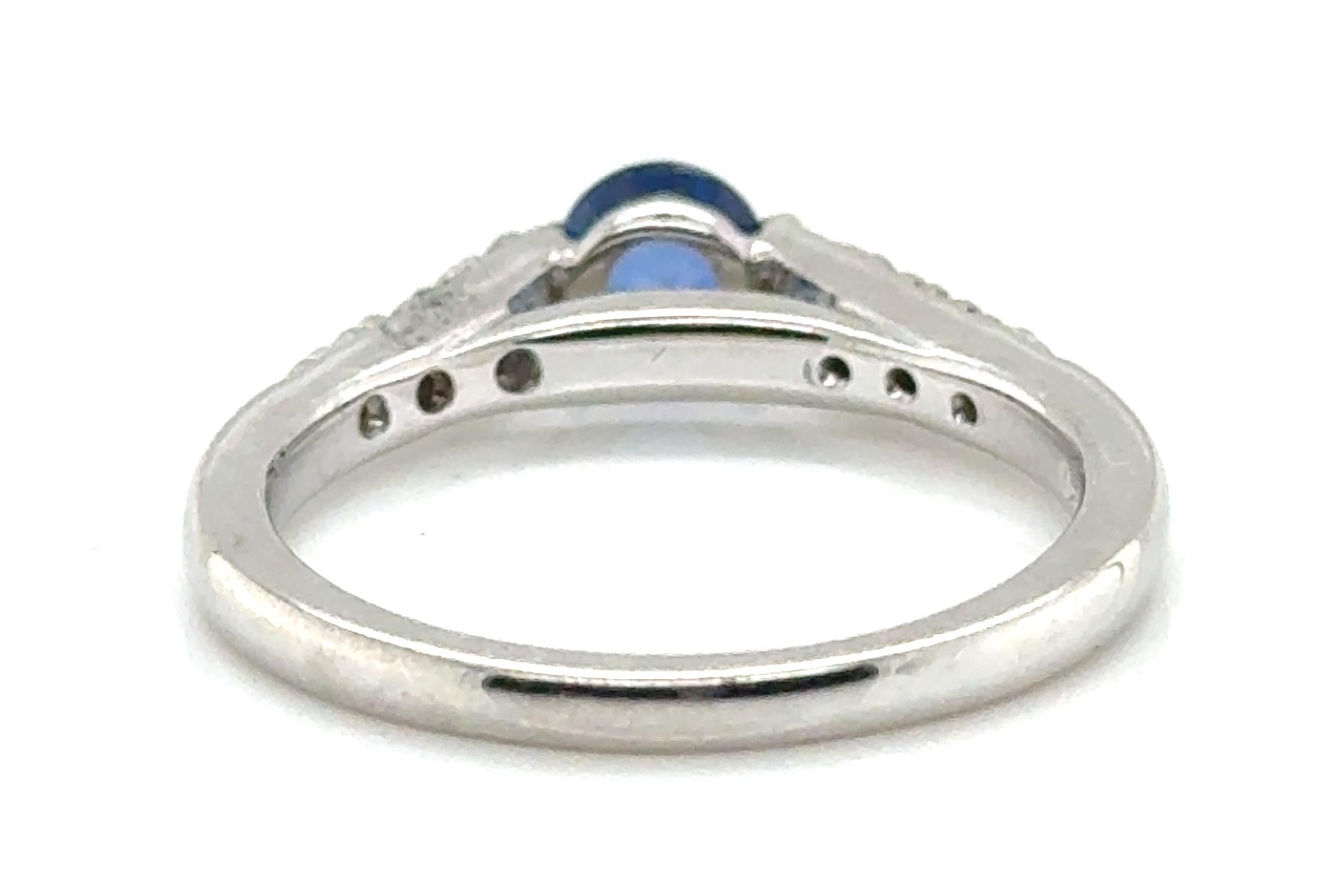 Zafiro Diamante Anillo de Compromiso .85ct 18K Oro Blanco Piedra de Nacimiento Marca Nueva Cuidados en venta 1