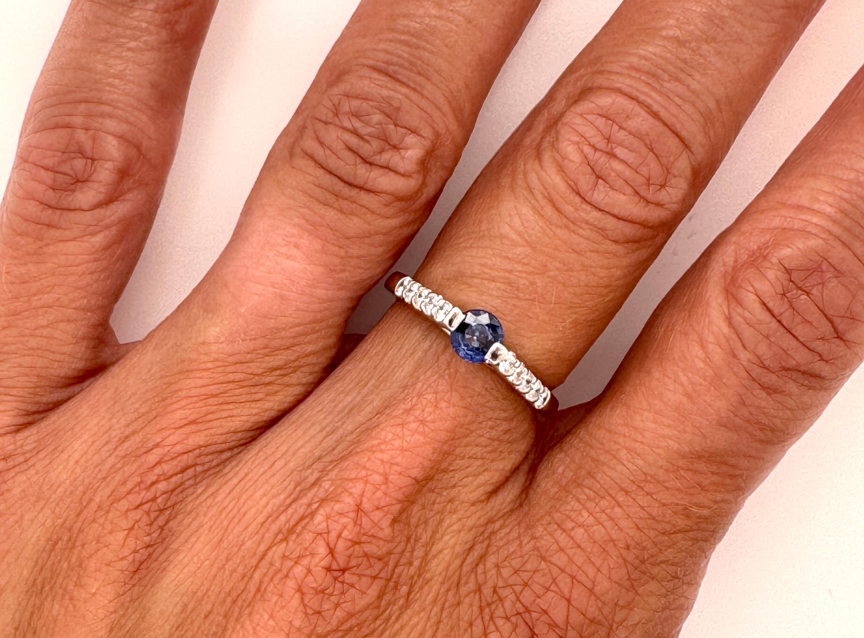 Zafiro Diamante Anillo de Compromiso .85ct 18K Oro Blanco Piedra de Nacimiento Marca Nueva Cuidados en venta 2