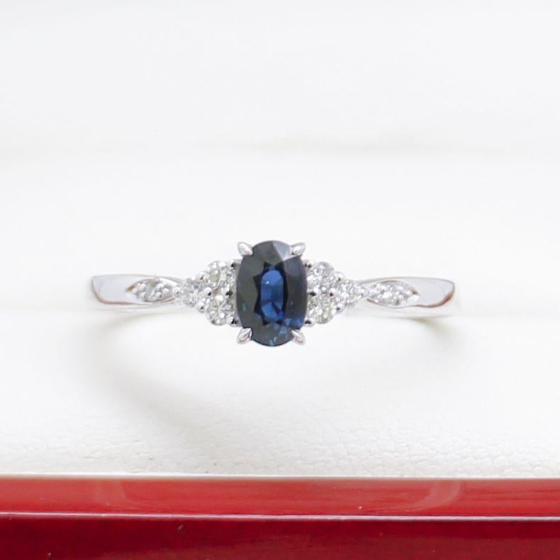 Women's Sapphire & Diamond Engagement Ring, New For Sale