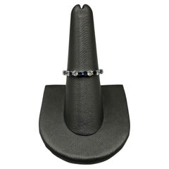 Sapphire & Diamond Eternity Ring in 18kt White Gold - 1.03ctw Diamond, Size 7.5