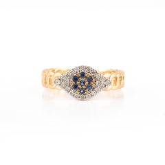 Sapphire Diamond Evil Eye Ring Crafted in 18k Solid Yellow Gold
