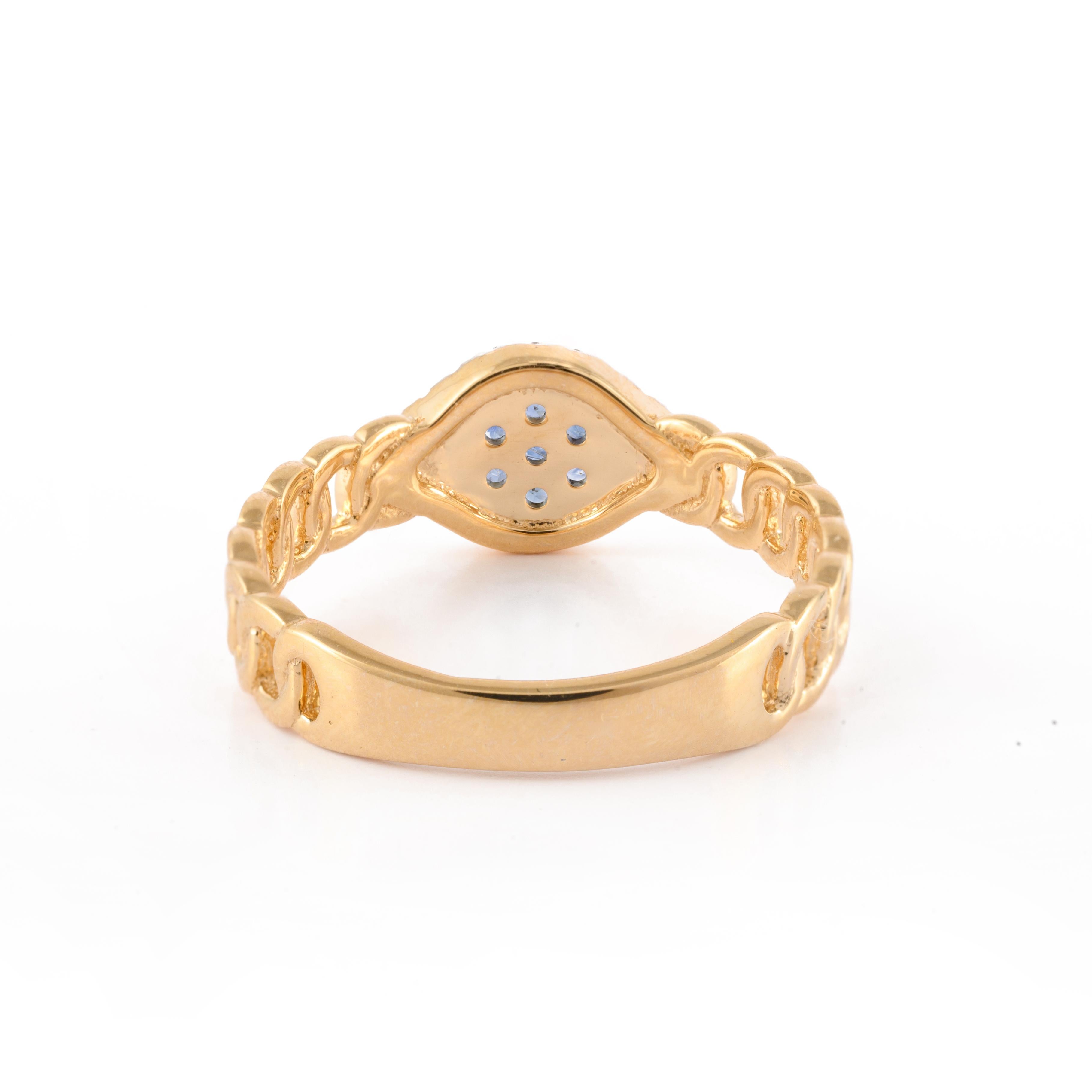 For Sale:  Sapphire Diamond Evil Eye Ring Crafted in 18k Solid Yellow Gold 4