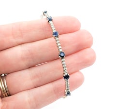 Sapphire & Diamond Flex Bracelet In Two Tone Gold