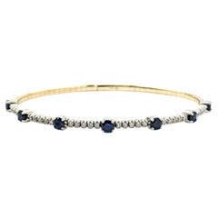 Sapphire & Diamond Flex Bracelet In Two Tone Gold