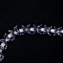 Sapphire Diamond Floral Necklace White Gold Possibly American Late 20th Century