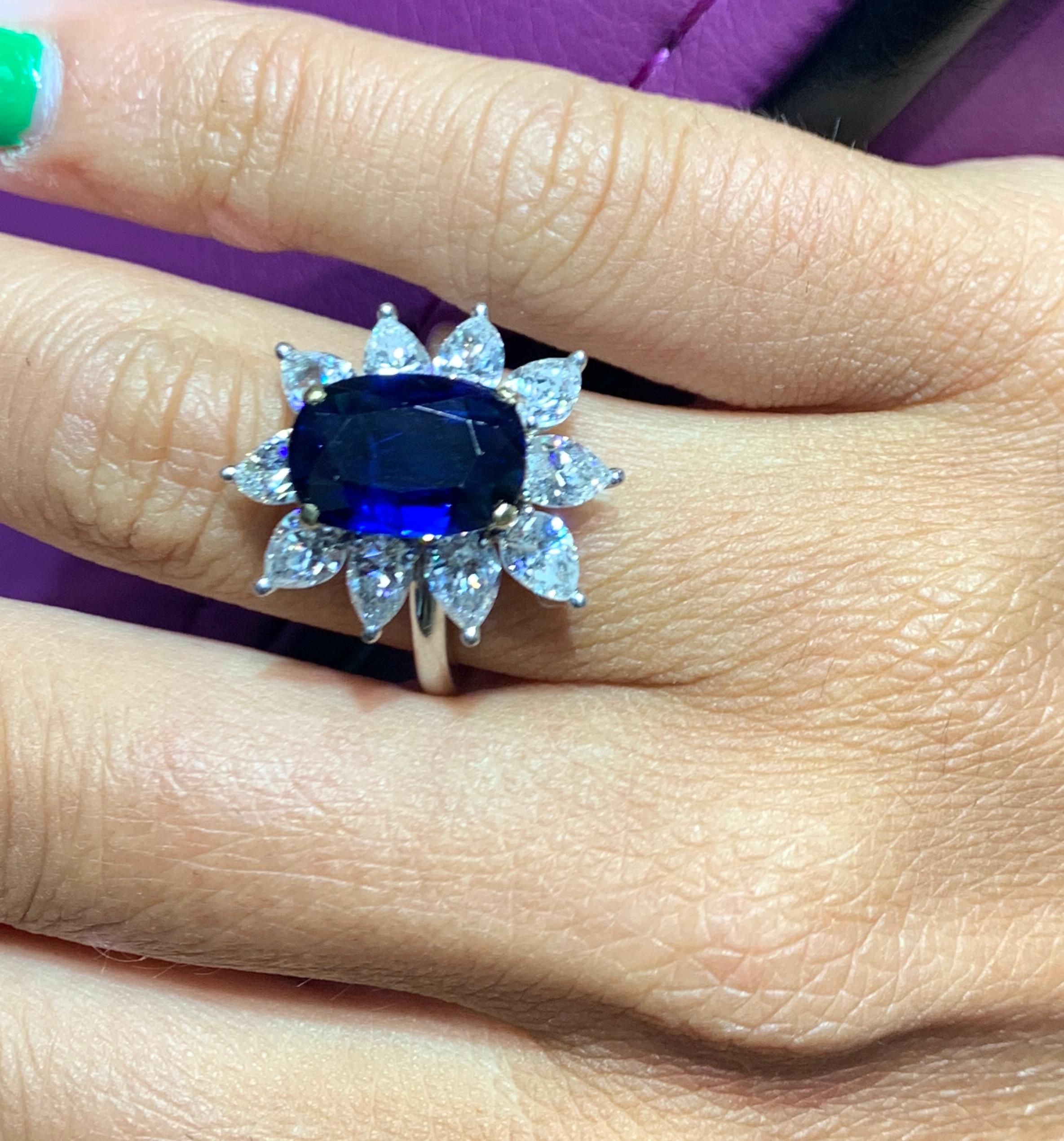 Sapphire and Diamond Flower Cocktail Ring 1