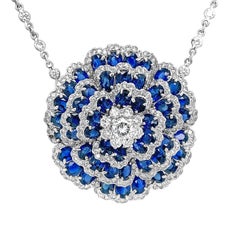 Sapphire Diamond Flower Necklace