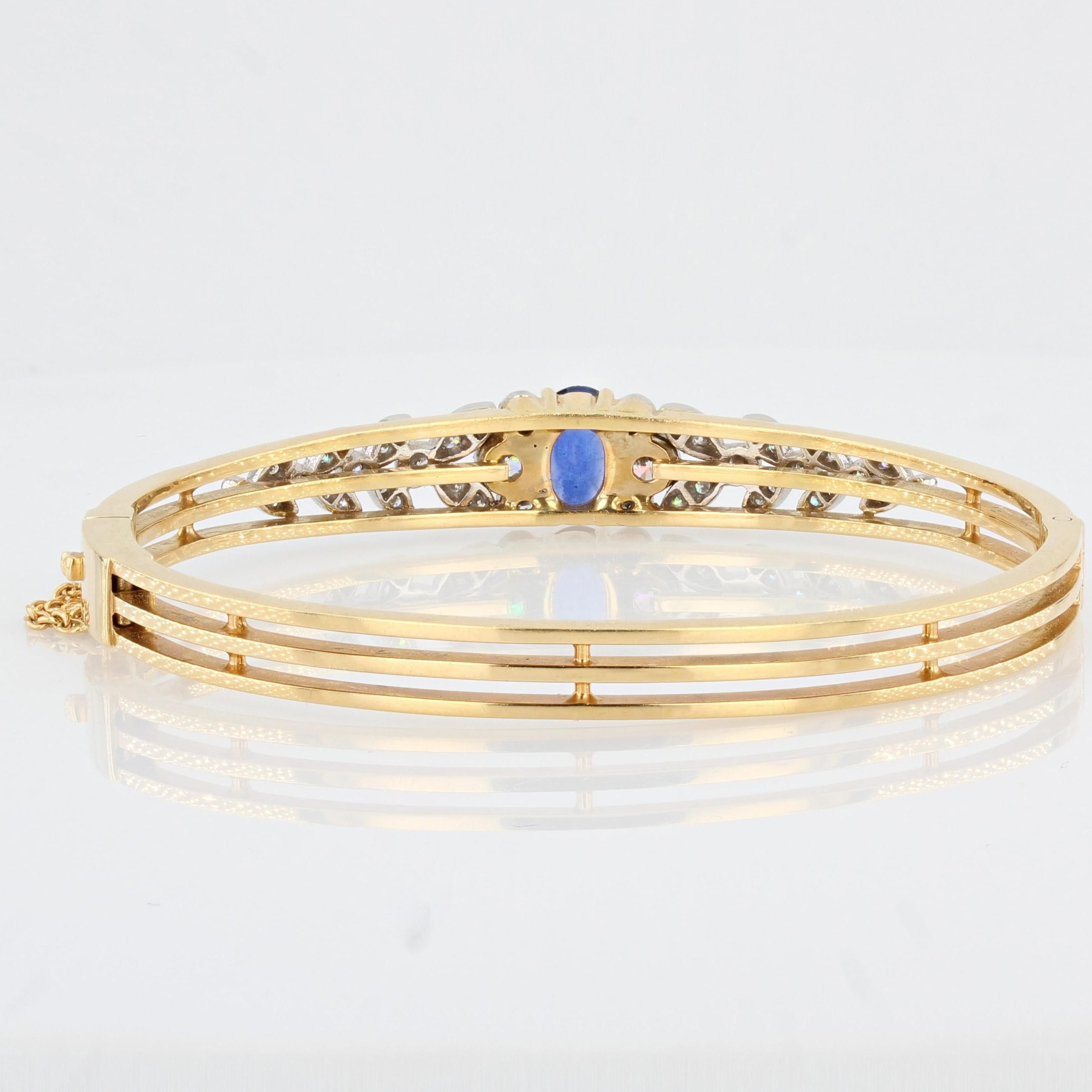 Sapphire Diamond Gold Bangle Bracelet 2