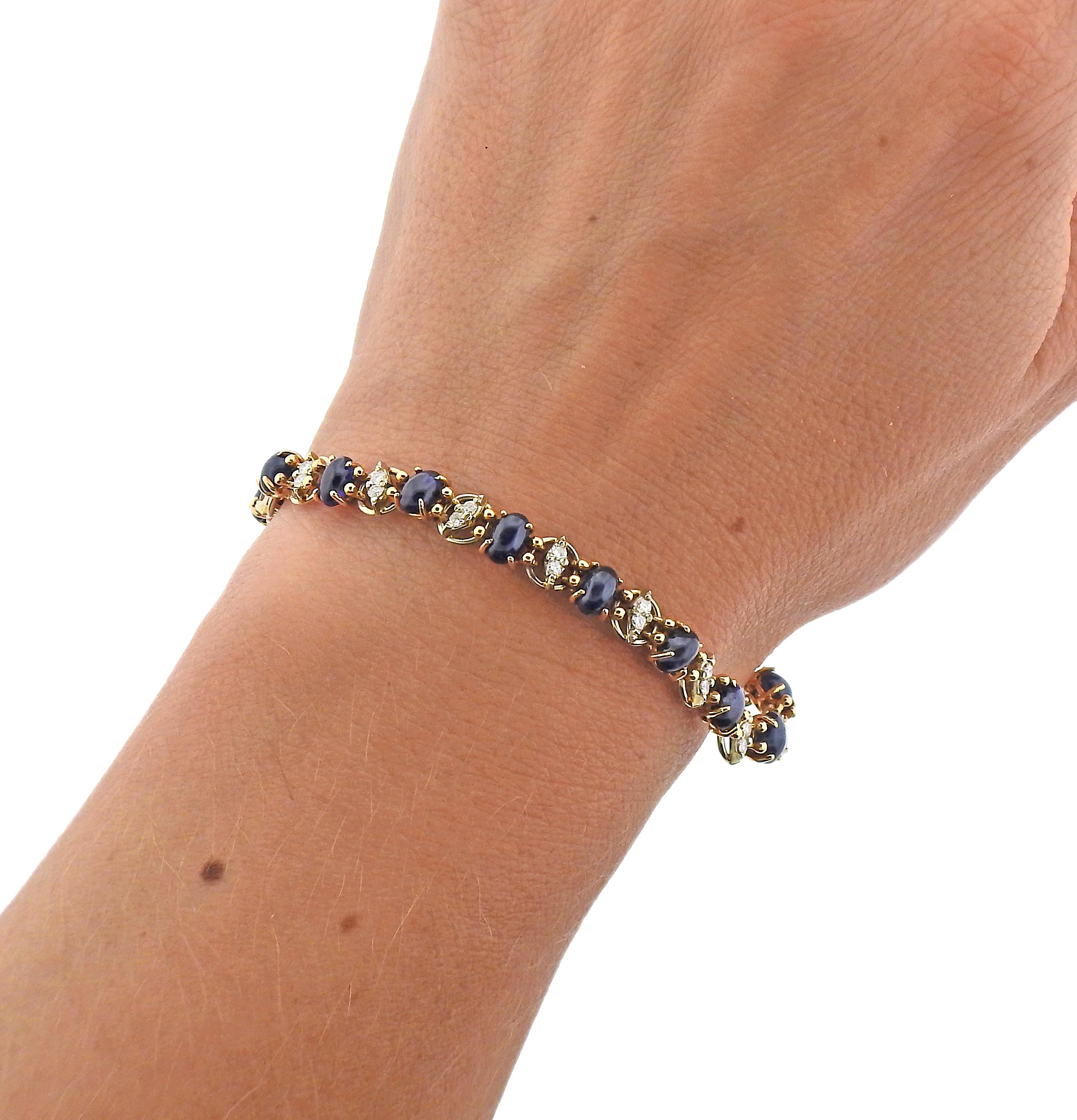 Sapphire Diamond Gold Bracelet In Excellent Condition For Sale In New York, NY