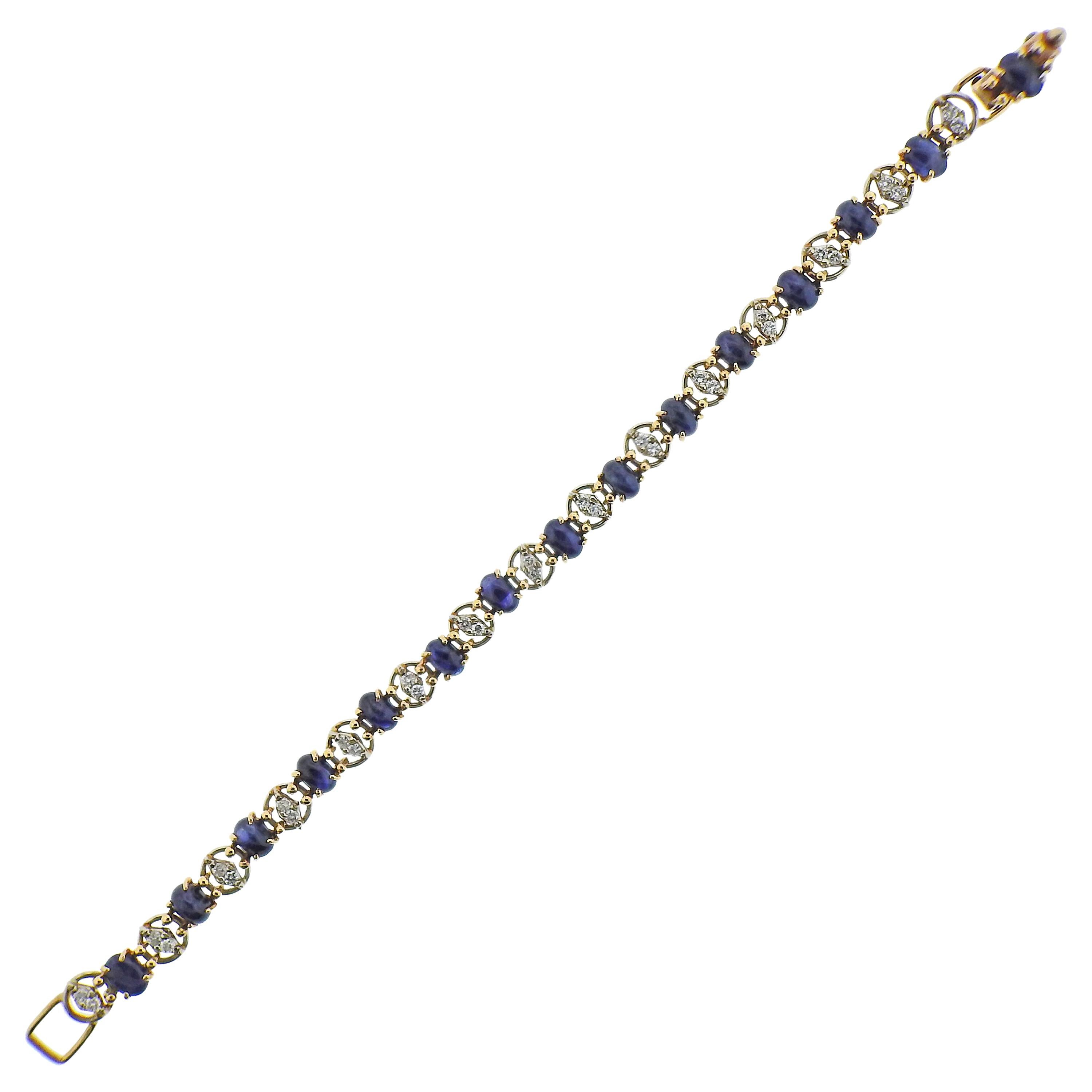 Sapphire Diamond Gold Bracelet For Sale