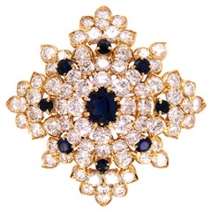 Sapphire Diamond Gold Brooch