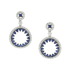Sapphire Diamond Gold Circle Earrings