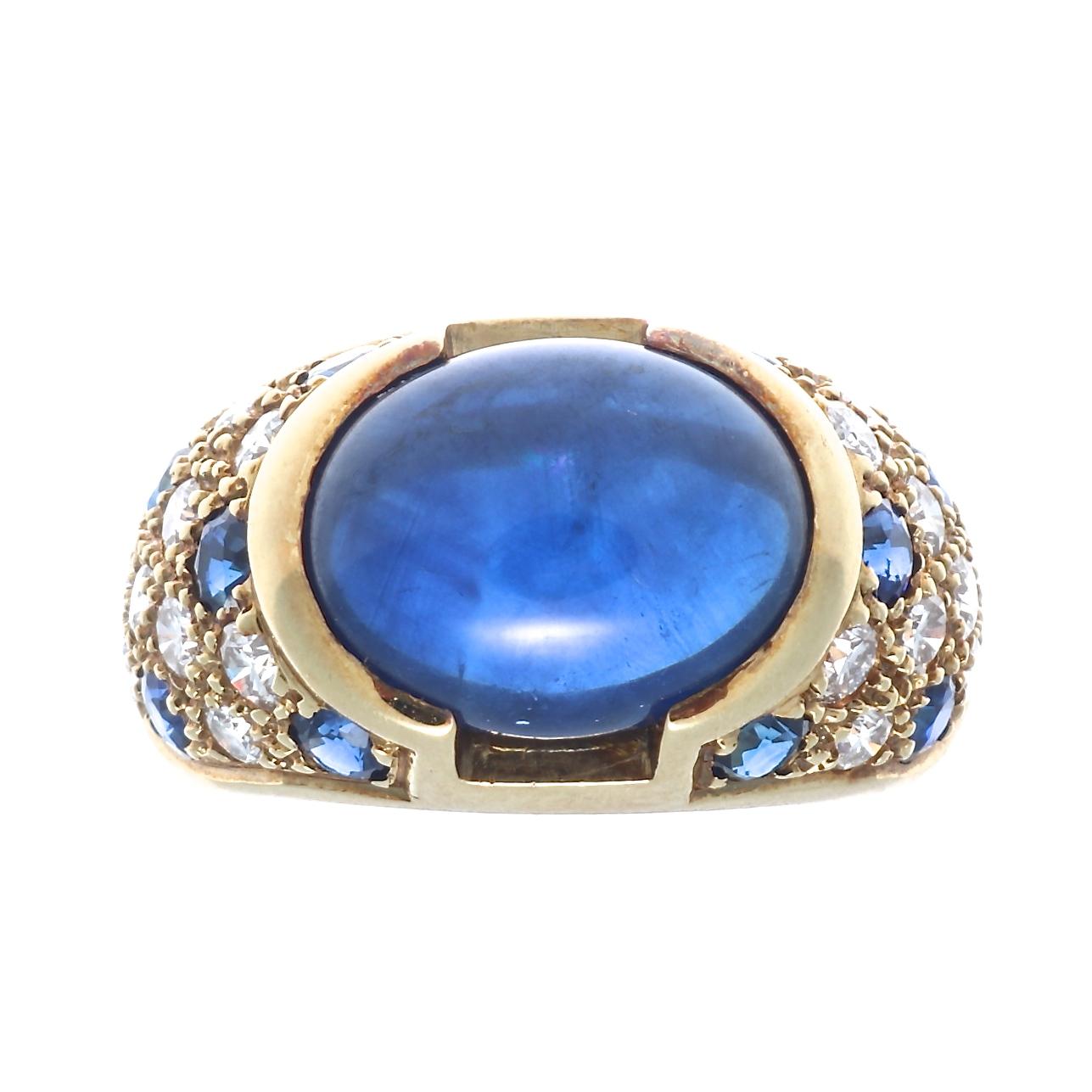 Sapphire Diamond Gold Cocktail Ring