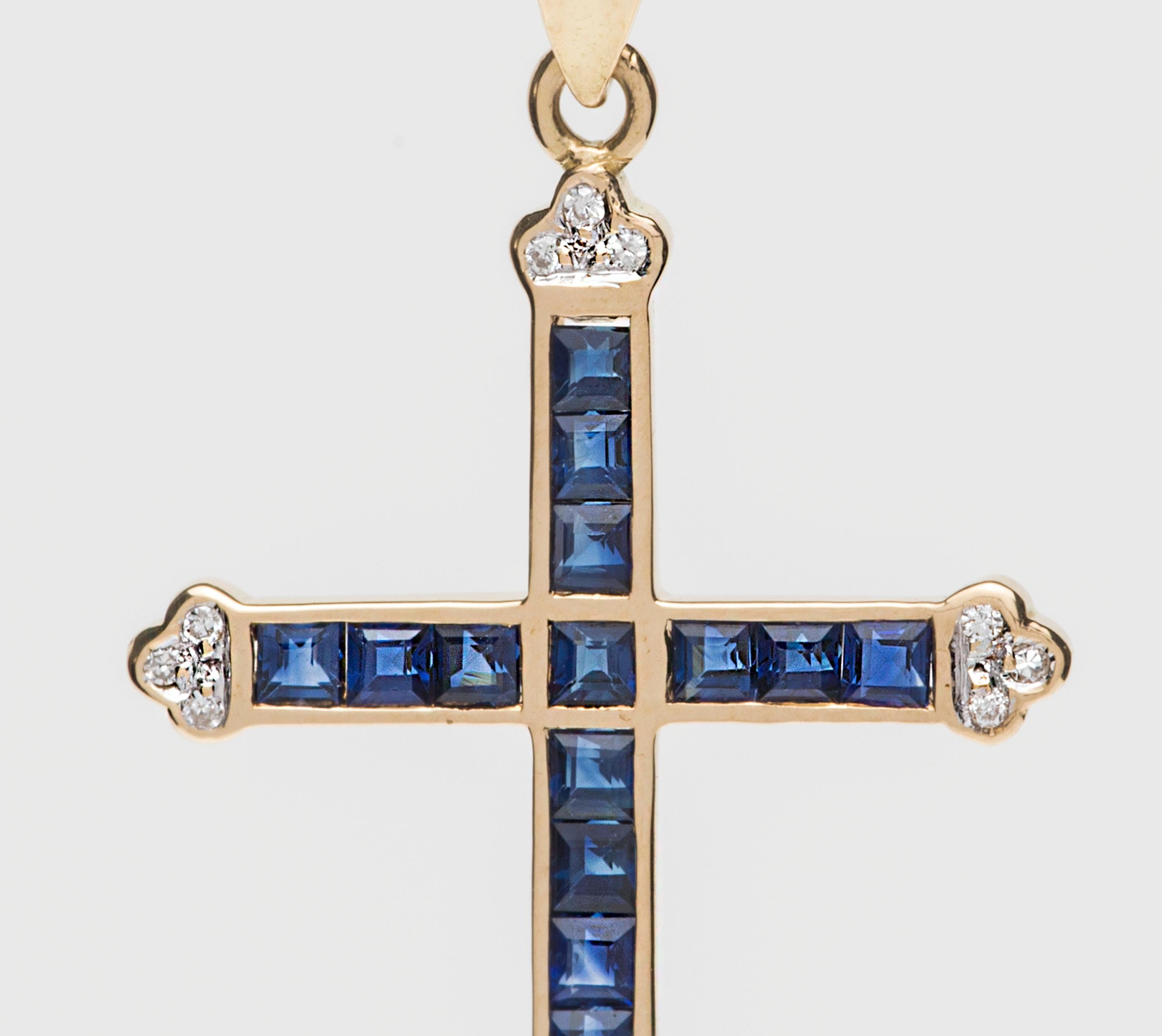 Sapphire Diamond Gold Cross 1