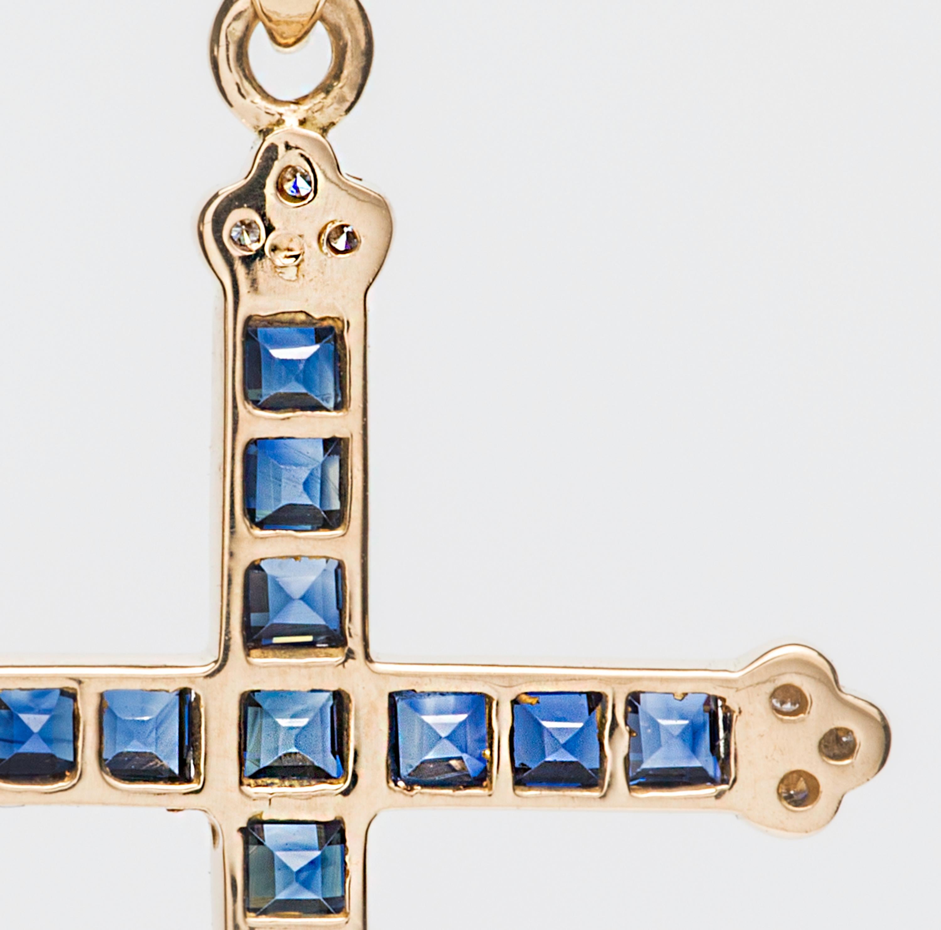 Sapphire Diamond Gold Cross 3