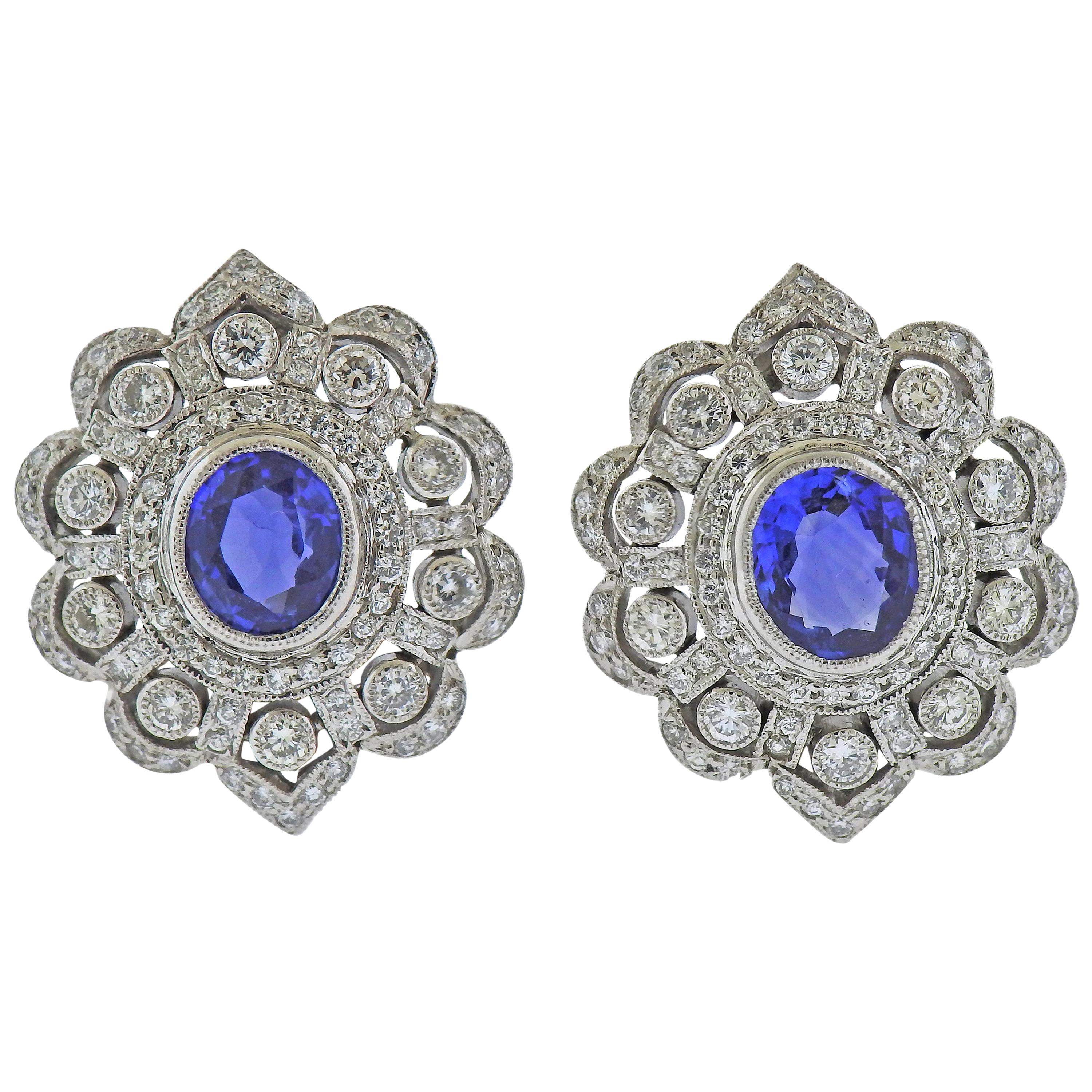 Sapphire Diamond Gold Earrings